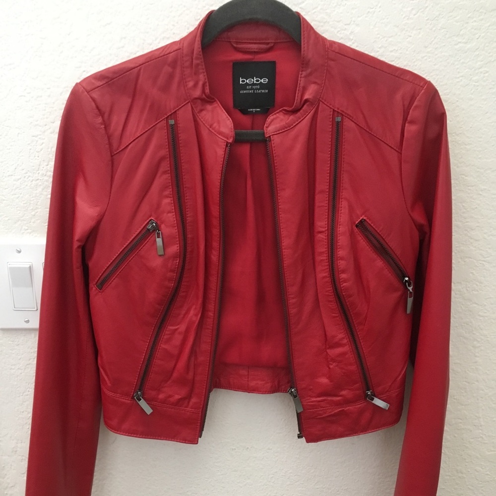Bebe red real leather
